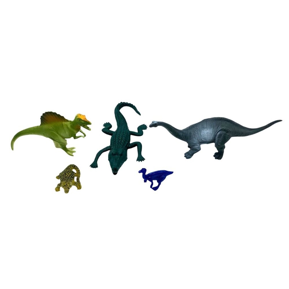 Set Of 5 Dinosaur & Reptile Figurines Plastic Toys For Kids Learning & Play